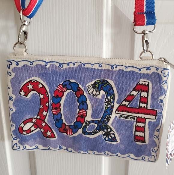 NWT BRIGHTON 2024 VOTE ELECTION DAY POUCH BAG SHOULDER CROSSBODY RED WHITE BLUE - Picture 10 of 15